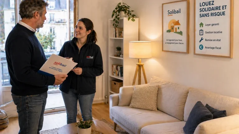 Propriétaire bailleur visitant un appartement avec une représentante d’association dans le cadre d’une location Solibail en intermédiation locative