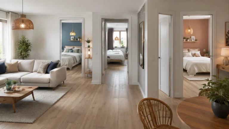 Appartement T4 lumineux avec salon et trois chambres visibles pour comprendre le nombre de pièces principales