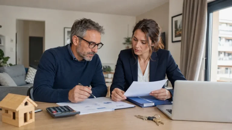 Propriétaire étudiant la fiscalité d’une location meublée avec une conseillère immobilière