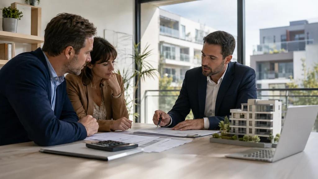 Investisseurs immobiliers vérifiant les plafonds de la loi Pinel avec un conseiller