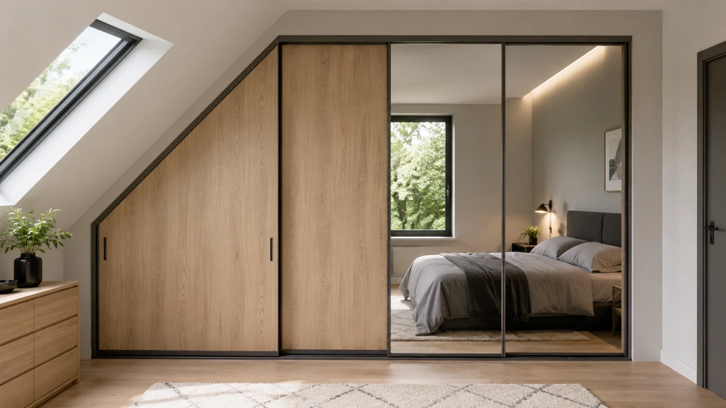 Porte de placard sur mesure coulissante adaptée à une chambre mansardée