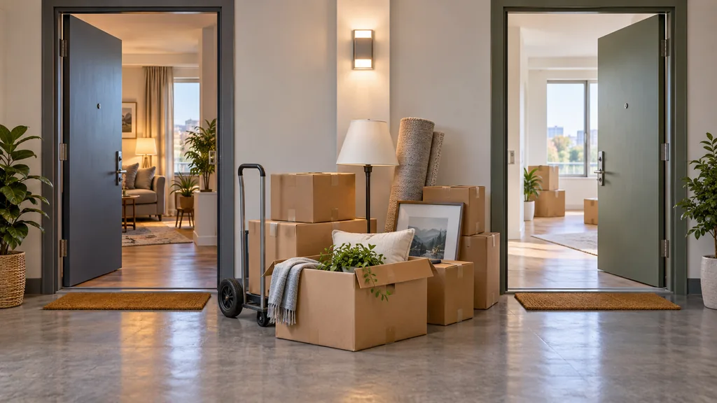 Cartons de déménagement entre deux appartements d’un même immeuble